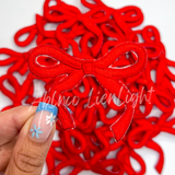 Red dainty bow trucker hat embroidery patch iron on-ABLNco-Sister Shirts, Cute & Custom Tees for Mama & Littles in Trussville, Alabama.
