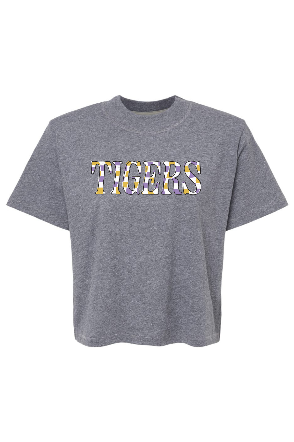 Springville Tigers Checkered | Mom Crop Tee-Womens - Tops - Tees-Sister Shirts-Sister Shirts, Cute & Custom Tees for Mama & Littles in Trussville, Alabama.
