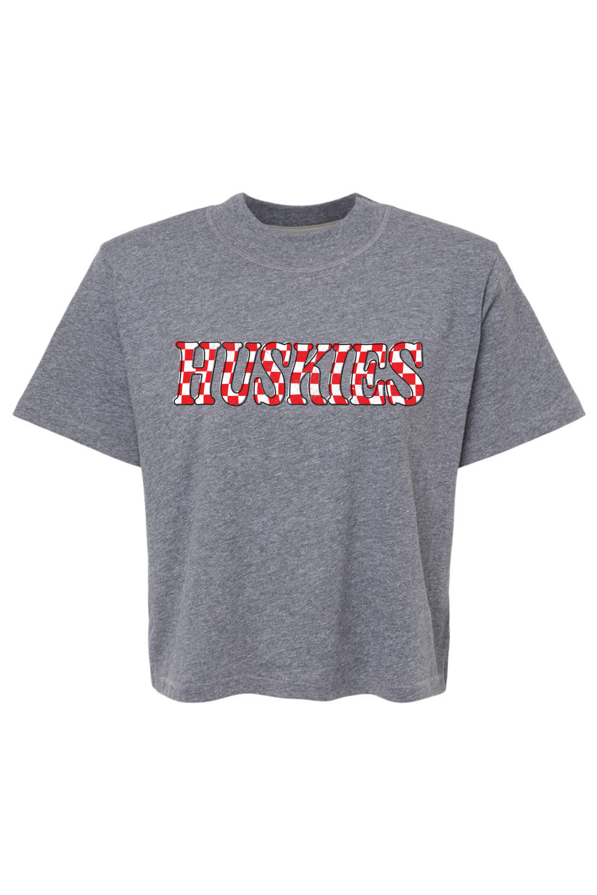 Huskies Checkered | Mom Crop Tee-Womens - Tops - Tees-Sister Shirts-Sister Shirts, Cute & Custom Tees for Mama & Littles in Trussville, Alabama.