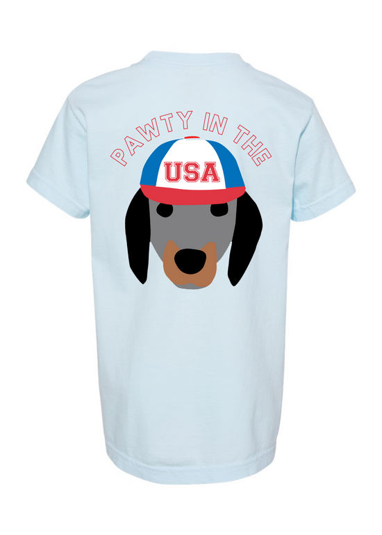 Pawty in the USA | Kids Tee | RTS-Kids Tees-Sister Shirts-Sister Shirts, Cute & Custom Tees for Mama & Littles in Trussville, Alabama.