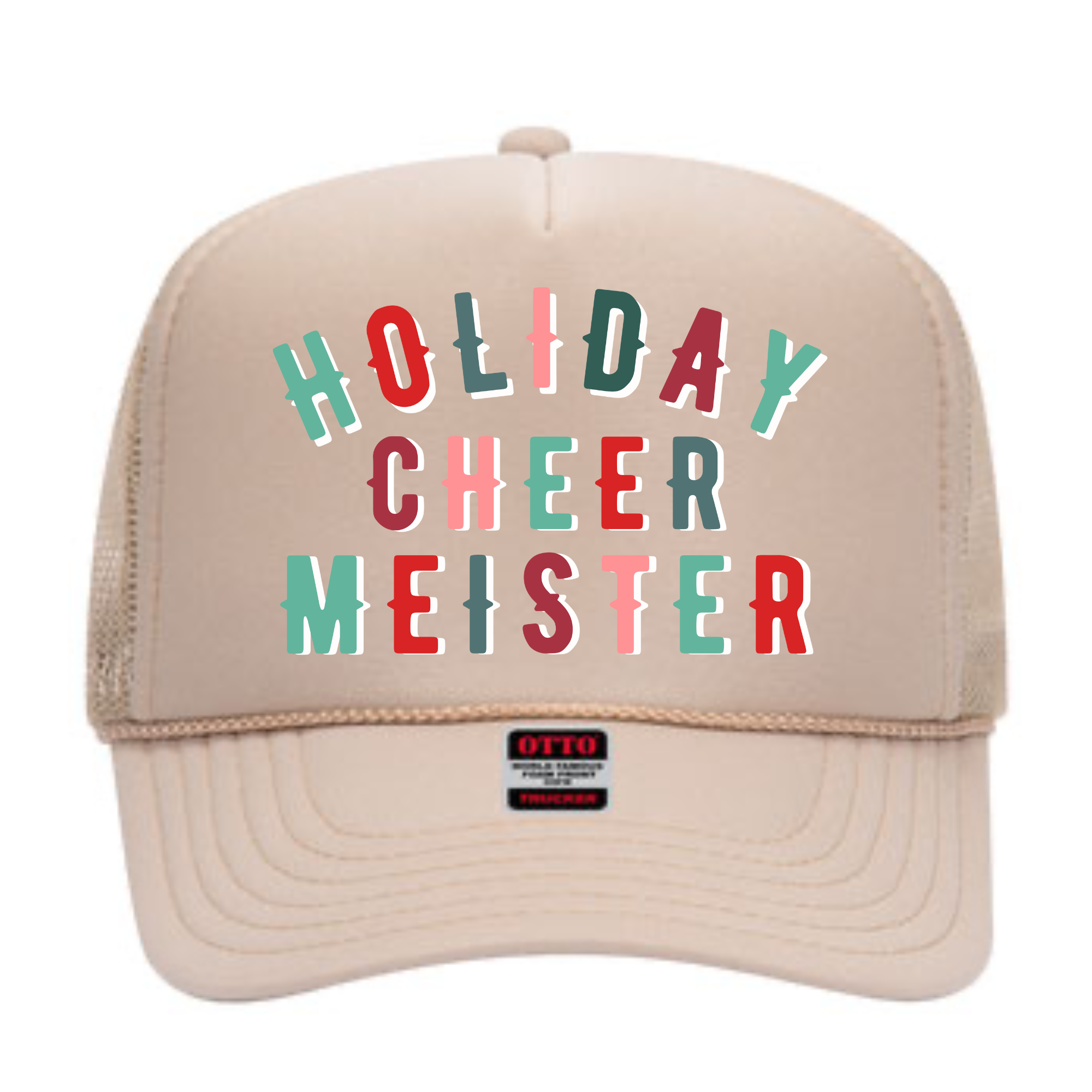 Holiday Cheer Meister | Youth + Adult Trucker Hat-Hats-Sister Shirts-Sister Shirts, Cute & Custom Tees for Mama & Littles in Trussville, Alabama.