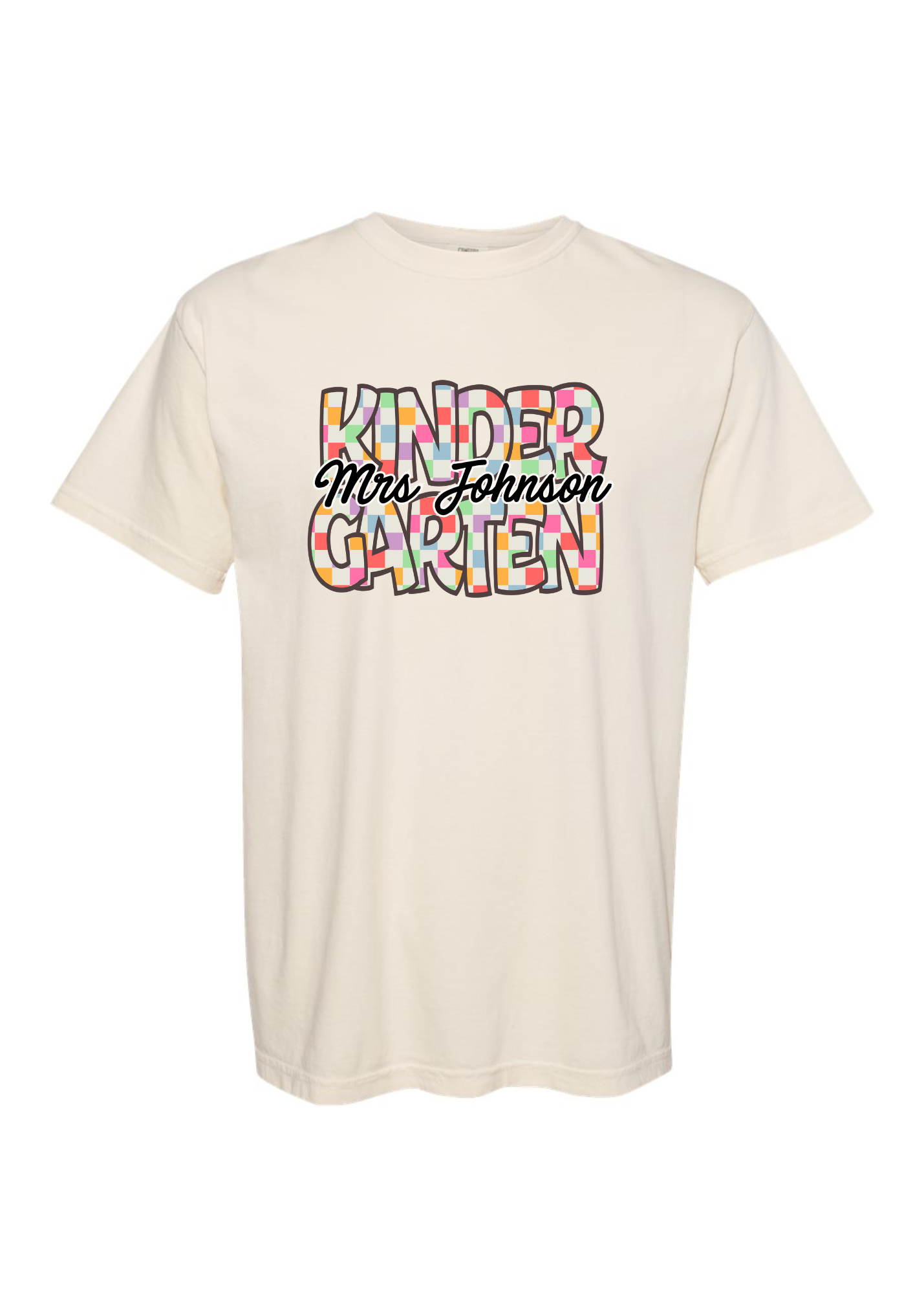Checkered Grade + Teacher | Adult Garment Dyed Tee-Womens - Tops - Tees-Sister Shirts-Sister Shirts, Cute & Custom Tees for Mama & Littles in Trussville, Alabama.