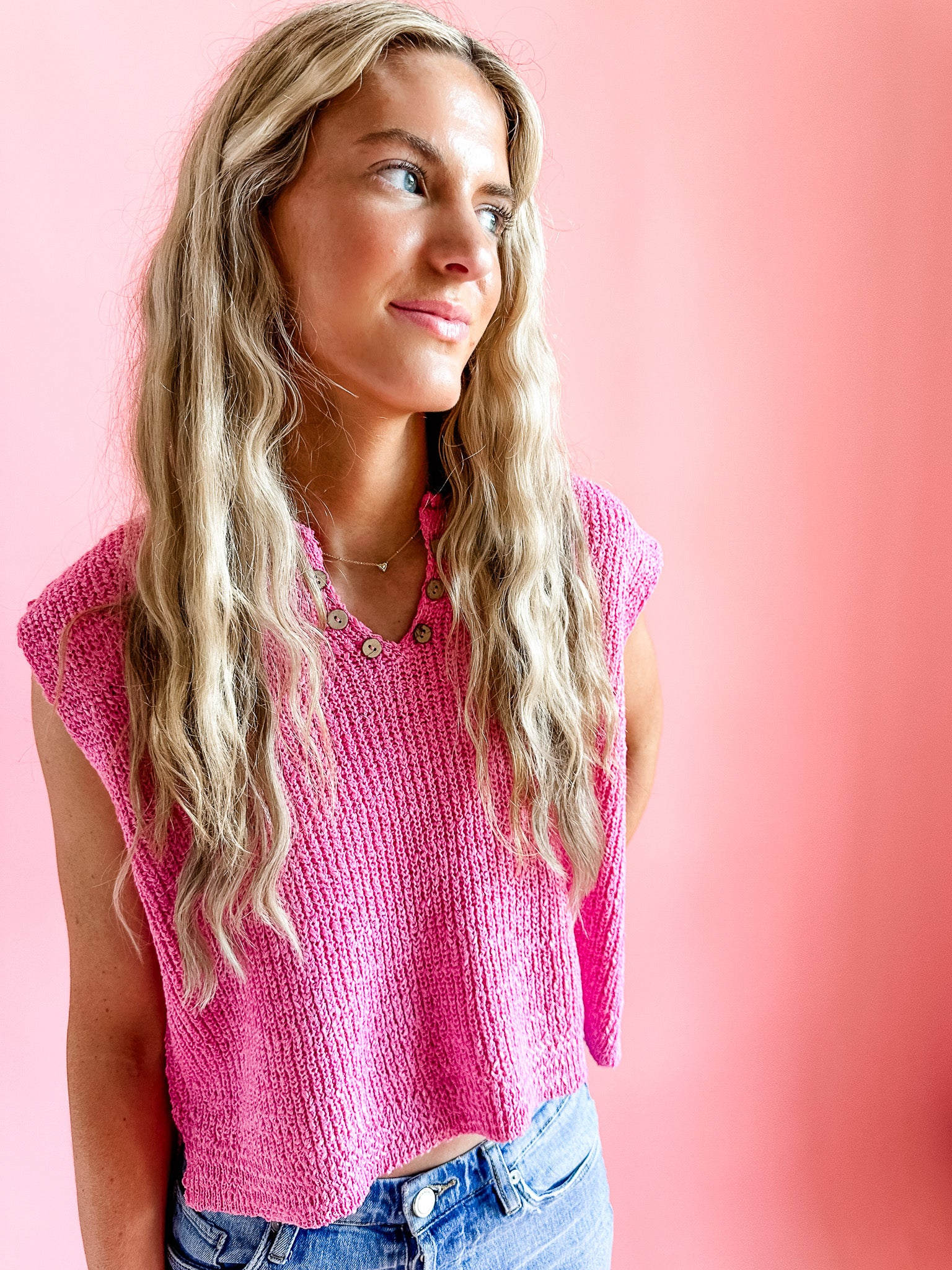 The Sutton in Bubblegum Pink | Sweater Vest-Women - Tops - Blouses-Zenana-Sister Shirts, Cute & Custom Tees for Mama & Littles in Trussville, Alabama.