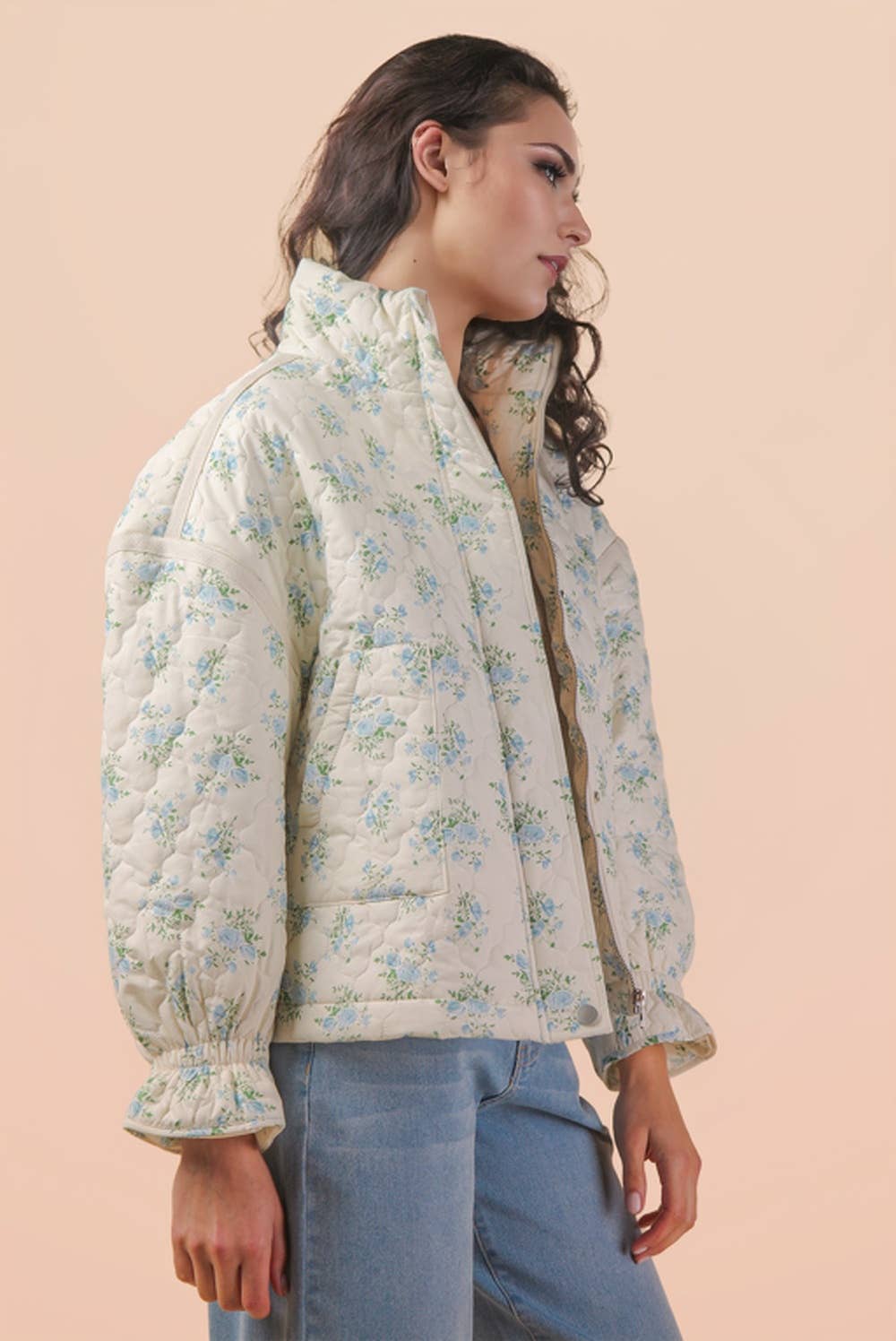Vintage Bloom Quilted Jacket-Women - Outerwear - Jackets-Sister Shirts-Sister Shirts, Cute & Custom Tees for Mama & Littles in Trussville, Alabama.