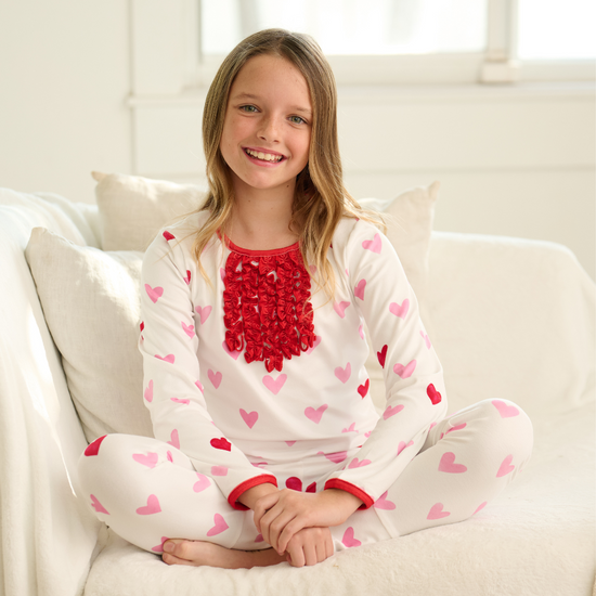 Pink Hearts | Ruffle Butt Flap Pajamas-Sister Shirts-Sister Shirts, Cute & Custom Tees for Mama & Littles in Trussville, Alabama.