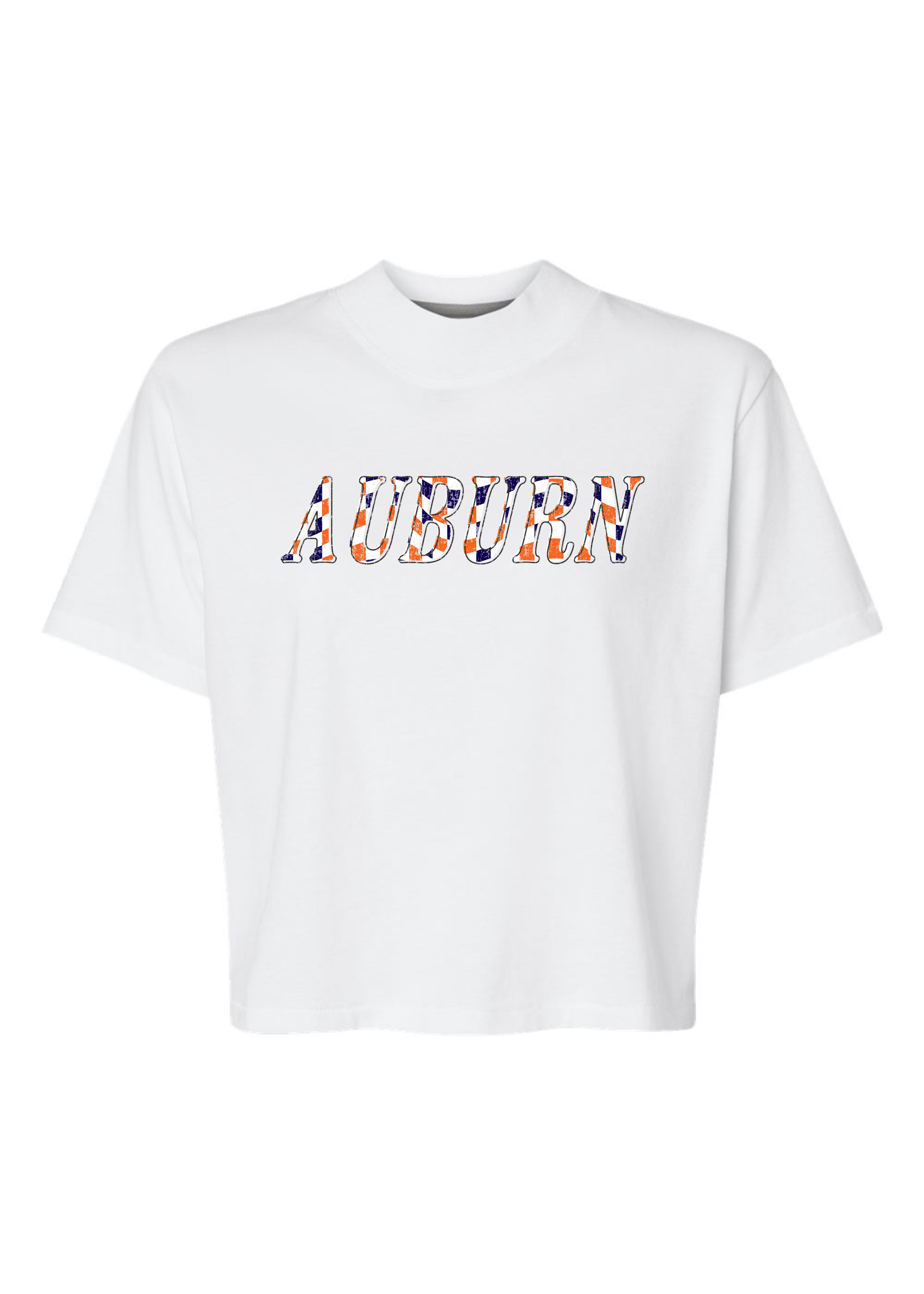 Auburn Checkered | Mom Crop Tee-Womens - Tops - Tees-Sister Shirts-Sister Shirts, Cute & Custom Tees for Mama & Littles in Trussville, Alabama.