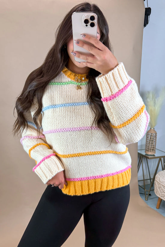 Stripped Chunky Knit Sweater