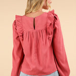 Ruffle Shoulder Blouse Top | Mauve-Very J-Sister Shirts, Cute & Custom Tees for Mama & Littles in Trussville, Alabama.