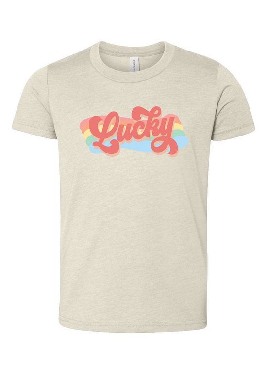 Lucky Groovy Rainbow | Kids Tee | RTS-Kids Tees-Sister Shirts-Sister Shirts, Cute & Custom Tees for Mama & Littles in Trussville, Alabama.