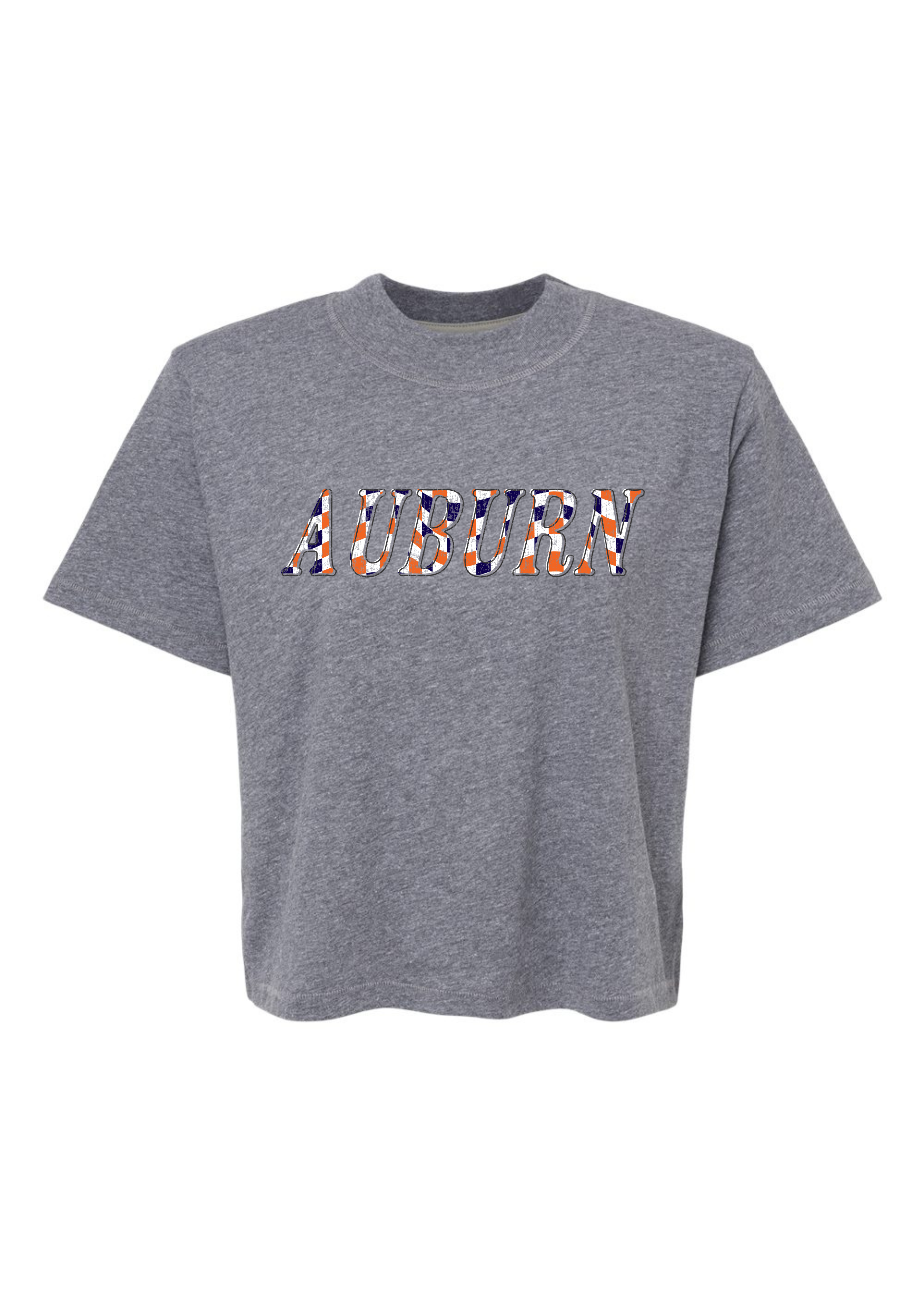 Auburn Checkered | Mom Crop Tee-Womens - Tops - Tees-Sister Shirts-Sister Shirts, Cute & Custom Tees for Mama & Littles in Trussville, Alabama.