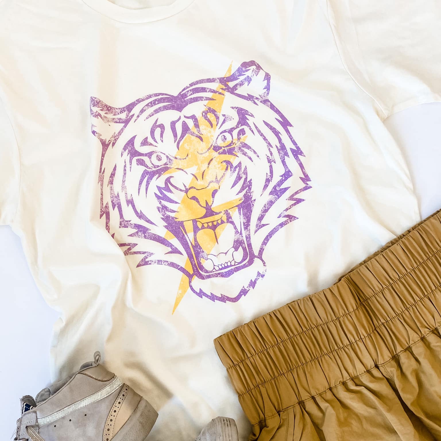 Distressed Tiger + Bolt | Adult Tee-Womens - Tops - Tees-Sister Shirts-Sister Shirts, Cute & Custom Tees for Mama & Littles in Trussville, Alabama.