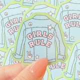 Girls rule jean jacket | Waterproof sticker-Home - Stationery - Stickers-Typo Lettering Co-Sister Shirts, Cute & Custom Tees for Mama & Littles in Trussville, Alabama.
