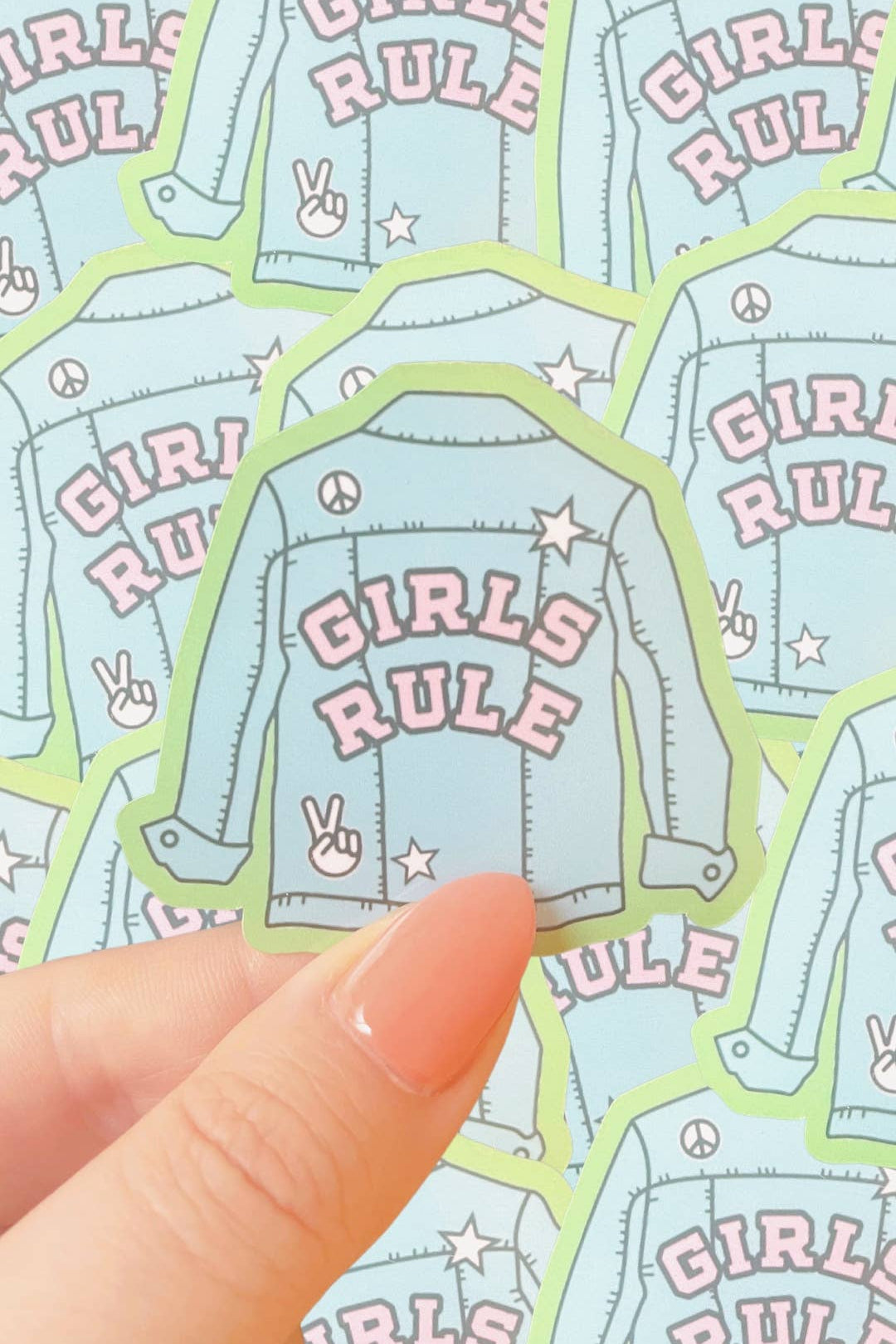 Girls rule jean jacket | Waterproof sticker-Home - Stationery - Stickers-Typo Lettering Co-Sister Shirts, Cute & Custom Tees for Mama & Littles in Trussville, Alabama.