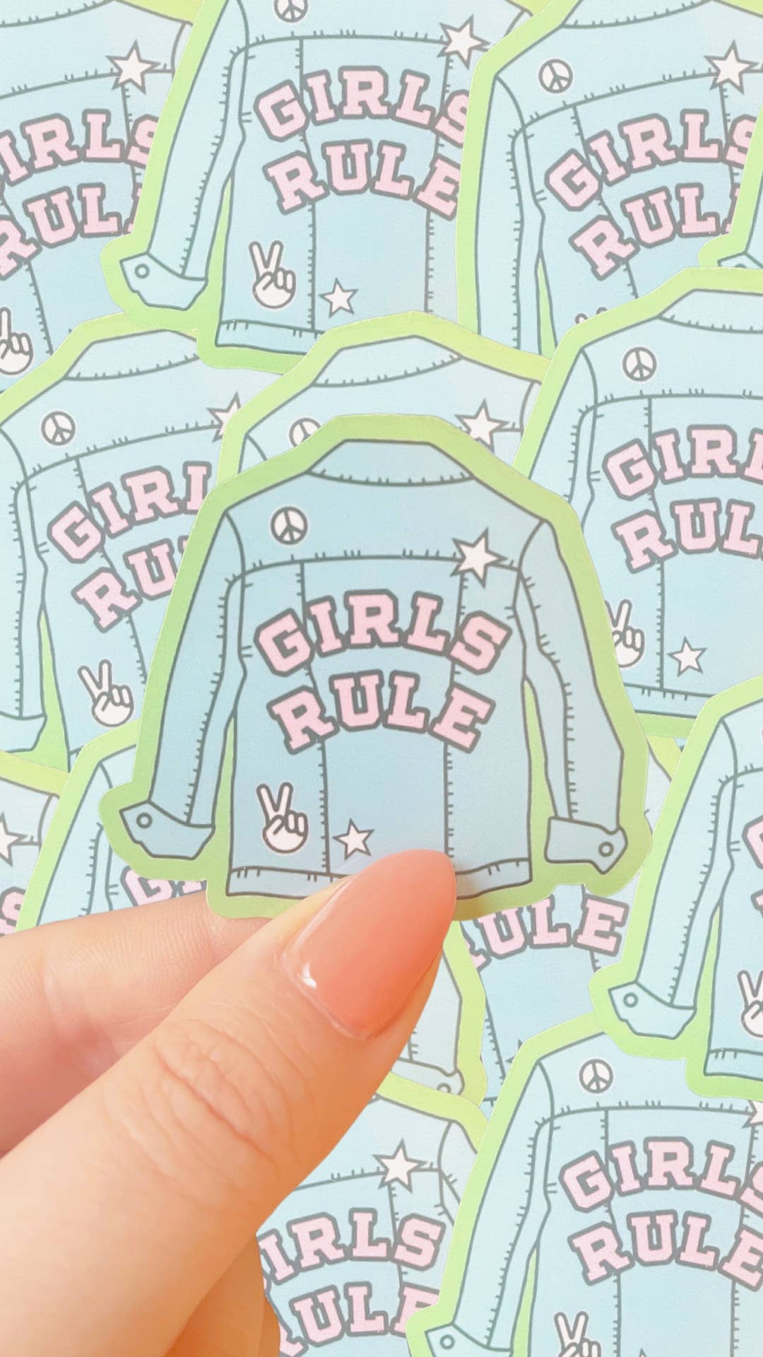 Girls rule jean jacket | Waterproof sticker-Home - Stationery - Stickers-Typo Lettering Co-Sister Shirts, Cute & Custom Tees for Mama & Littles in Trussville, Alabama.