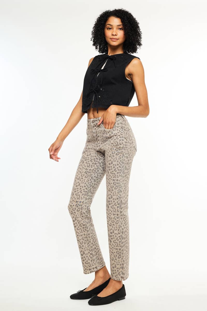 Leopard Lane | High Rise Straight Jeans-Women - Bottoms - Pants-Kan Can USA-Sister Shirts, Cute & Custom Tees for Mama & Littles in Trussville, Alabama.