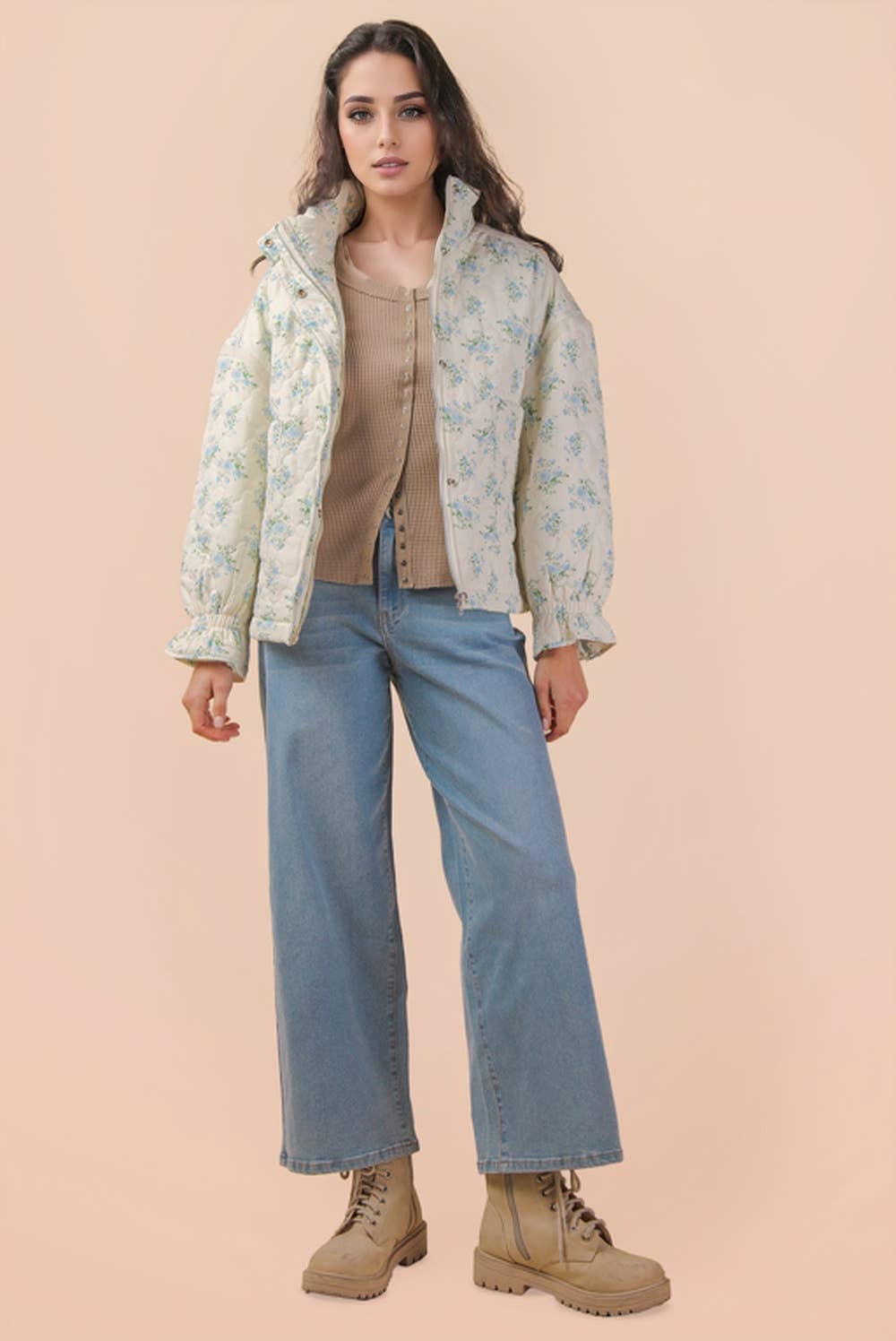 Vintage Bloom Quilted Jacket-Women - Outerwear - Jackets-Sister Shirts-Sister Shirts, Cute & Custom Tees for Mama & Littles in Trussville, Alabama.