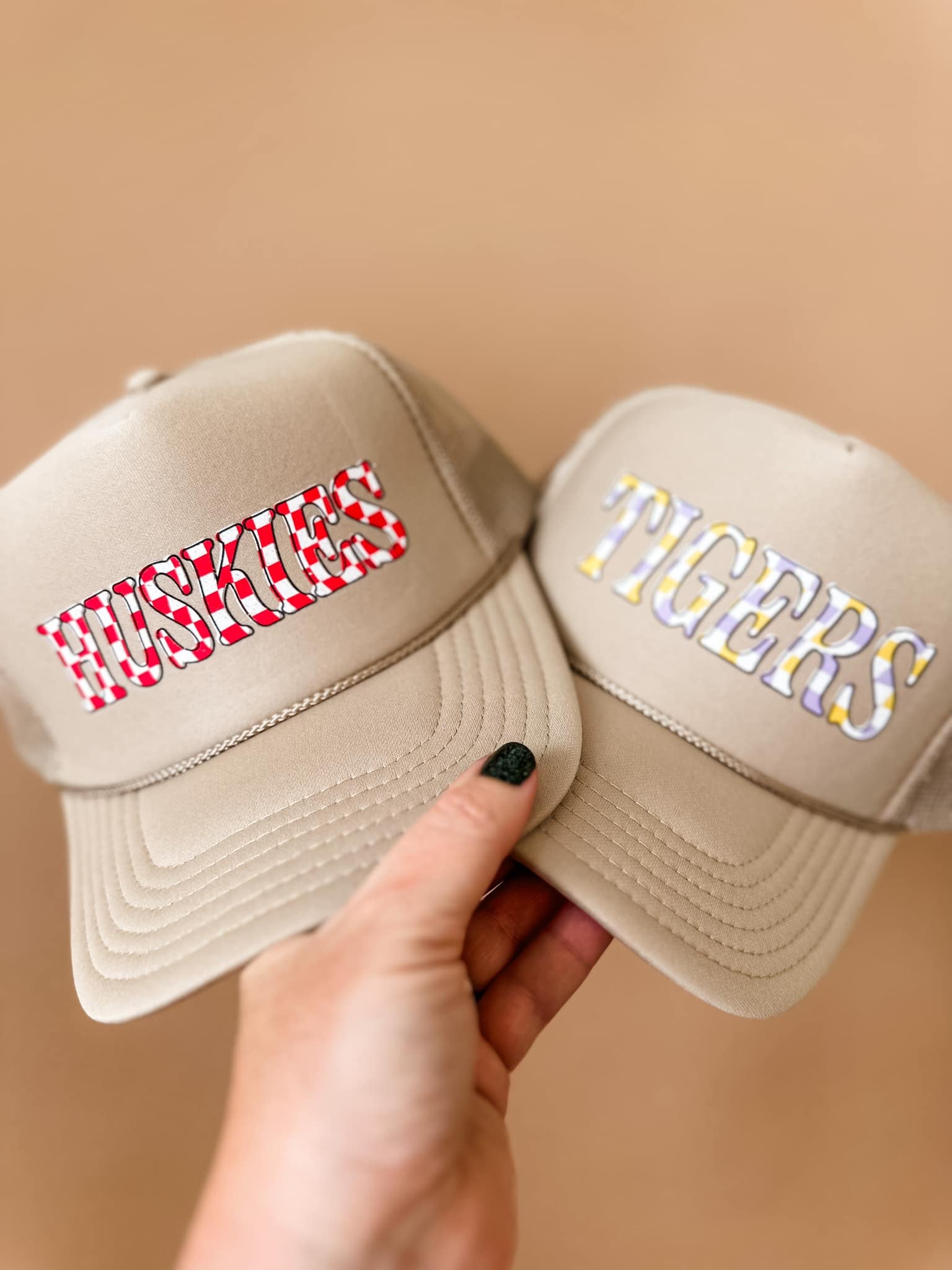 Springville Tigers Checkered | Adult Trucker Hat-Hats-Sister Shirts-Sister Shirts, Cute & Custom Tees for Mama & Littles in Trussville, Alabama.