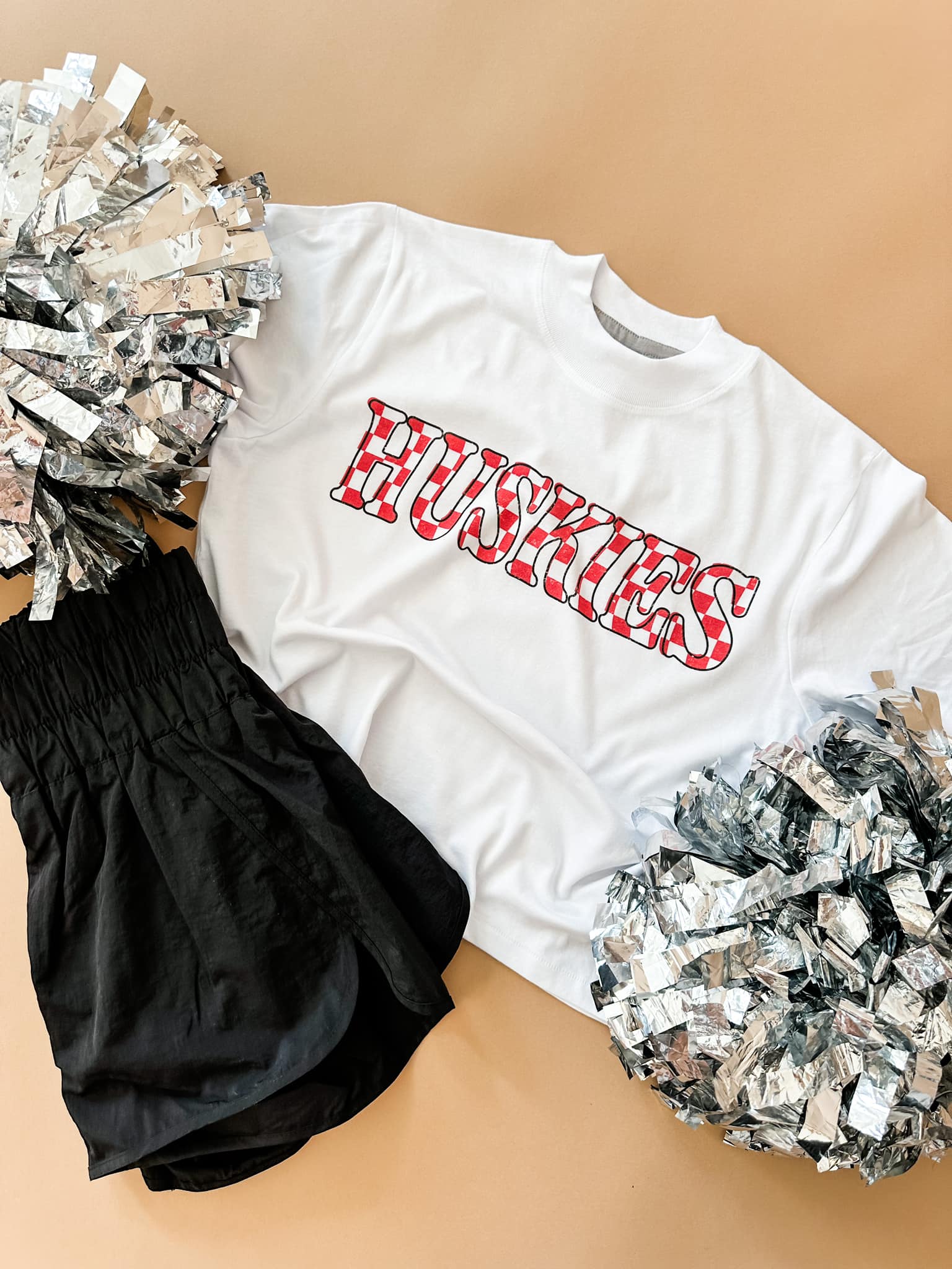 Huskies Checkered | Mom Crop Tee-Womens - Tops - Tees-Sister Shirts-Sister Shirts, Cute & Custom Tees for Mama & Littles in Trussville, Alabama.