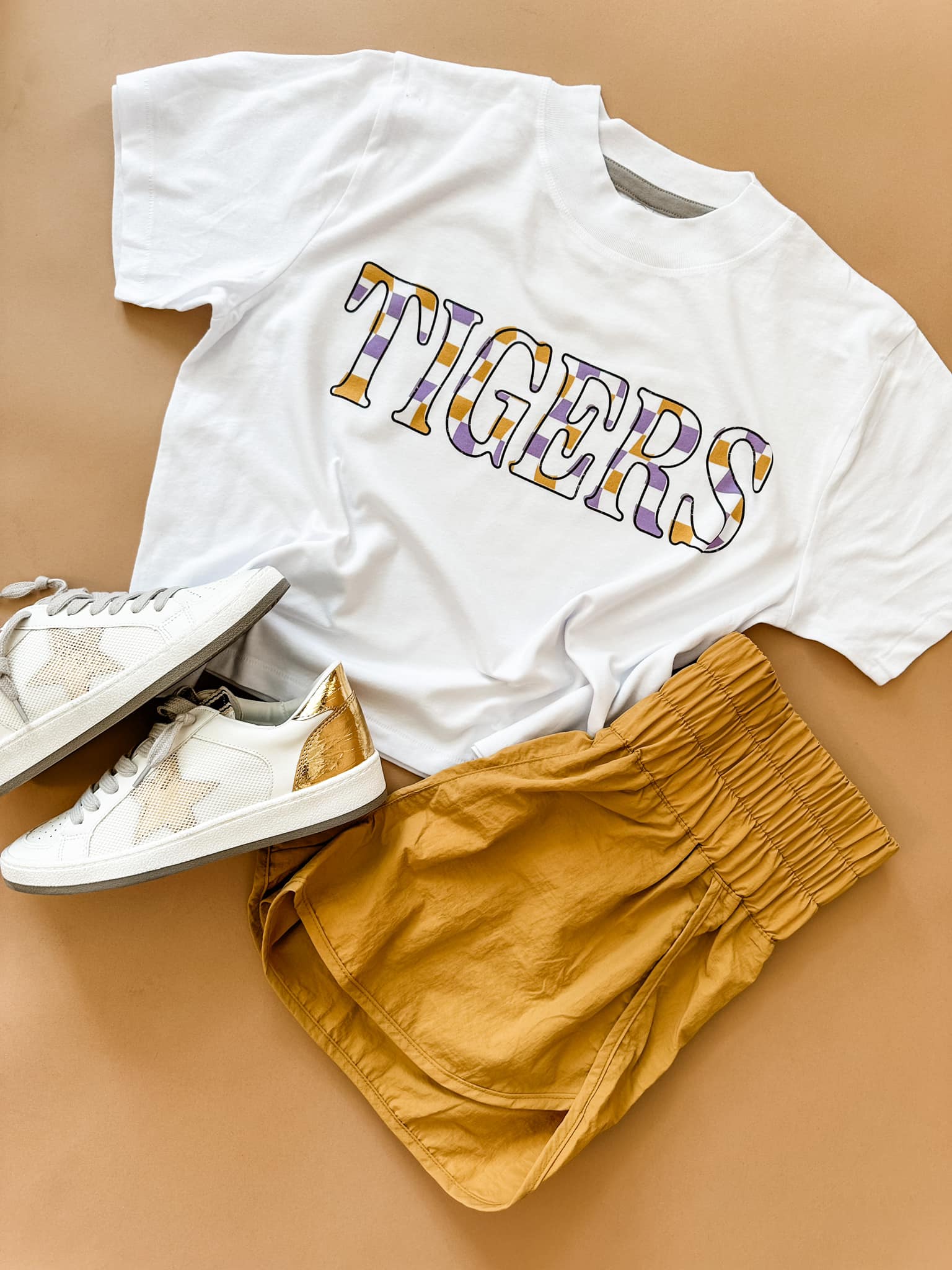 Springville Tigers Checkered | Mom Crop Tee-Womens - Tops - Tees-Sister Shirts-Sister Shirts, Cute & Custom Tees for Mama & Littles in Trussville, Alabama.