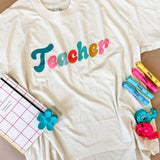 Sunny Teacher Multi | Hi-Lo Adult Tee-Womens - Tops - Tees-Sister Shirts-Sister Shirts, Cute & Custom Tees for Mama & Littles in Trussville, Alabama.