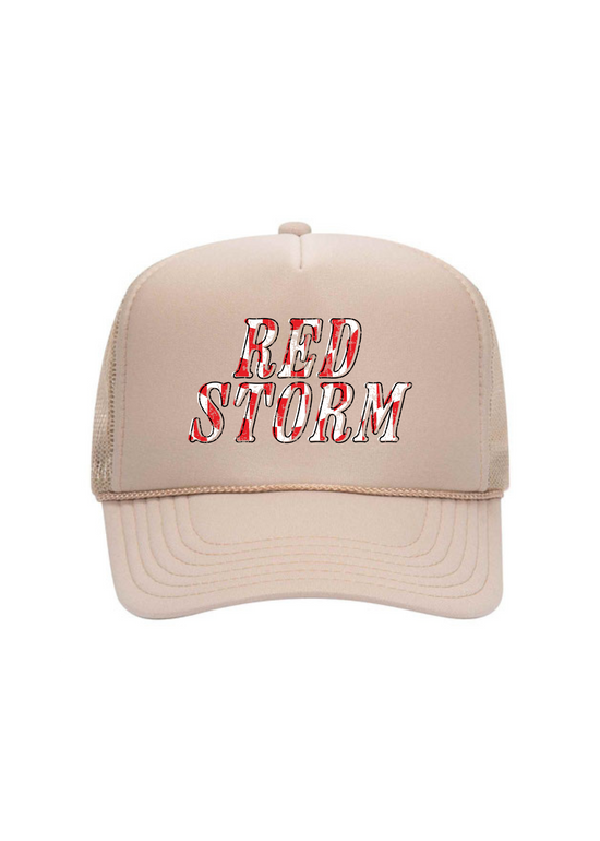 Red Storm Checkered | Adult Trucker Hat-Sister Shirts-Sister Shirts, Cute & Custom Tees for Mama & Littles in Trussville, Alabama.