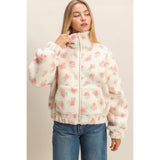 Blossom Cozy Floral Sherpa Jacket in Pink-Women - Outerwear - Jackets-HYFVE-Sister Shirts, Cute & Custom Tees for Mama & Littles in Trussville, Alabama.