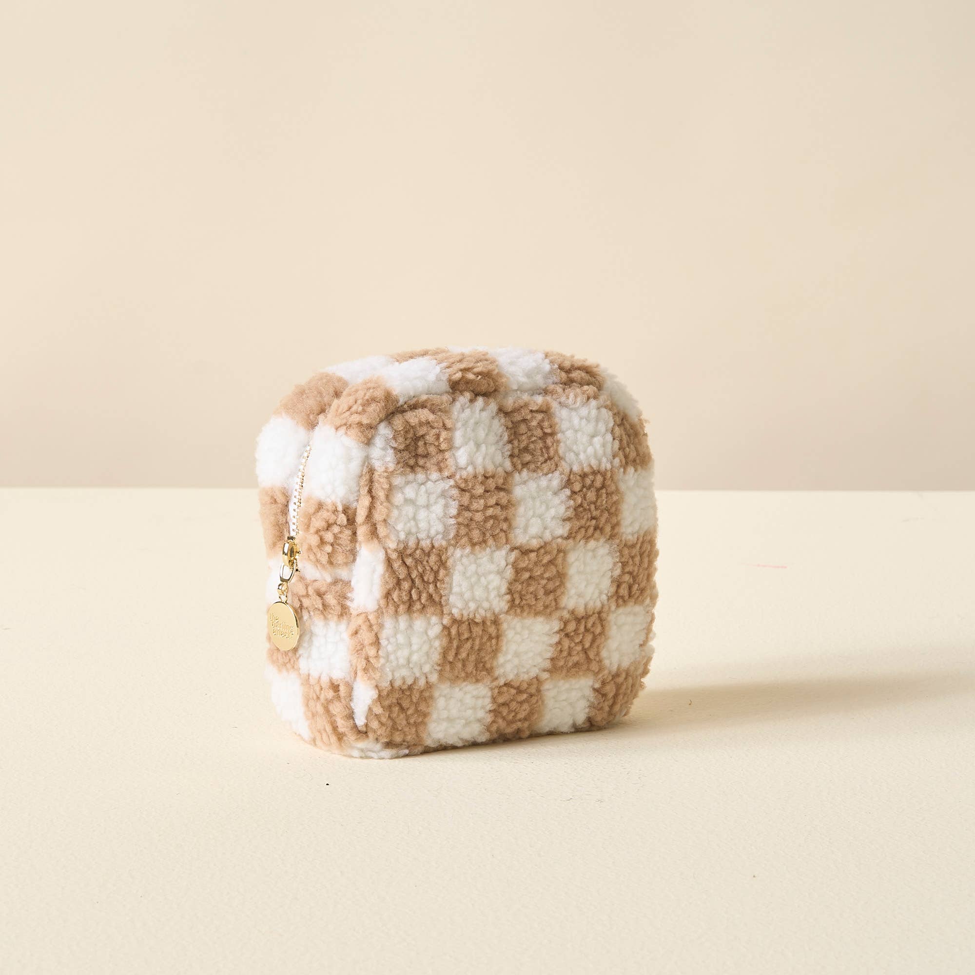 Checkered Teddy | Tan Pouch Small-Women - Bags - Beauty-The Darling Effect-Sister Shirts, Cute & Custom Tees for Mama & Littles in Trussville, Alabama.