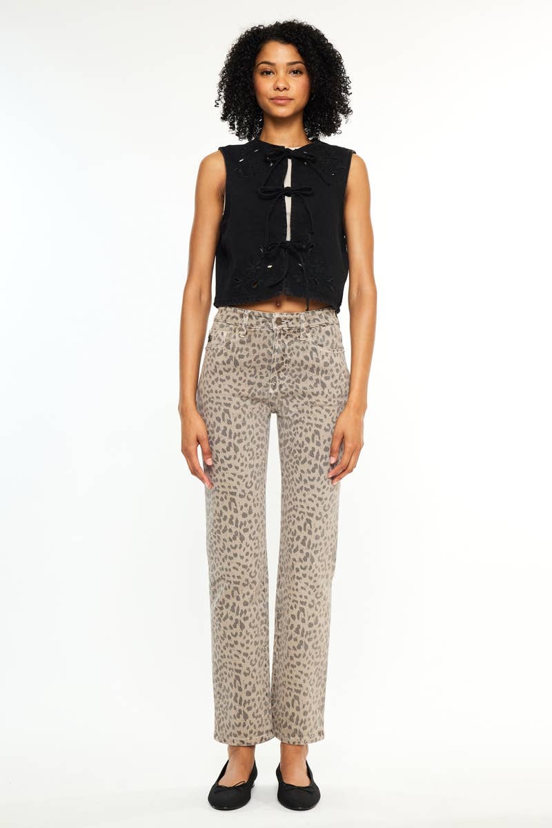Leopard Lane | High Rise Straight Jeans-Women - Bottoms - Pants-Kan Can USA-Sister Shirts, Cute & Custom Tees for Mama & Littles in Trussville, Alabama.