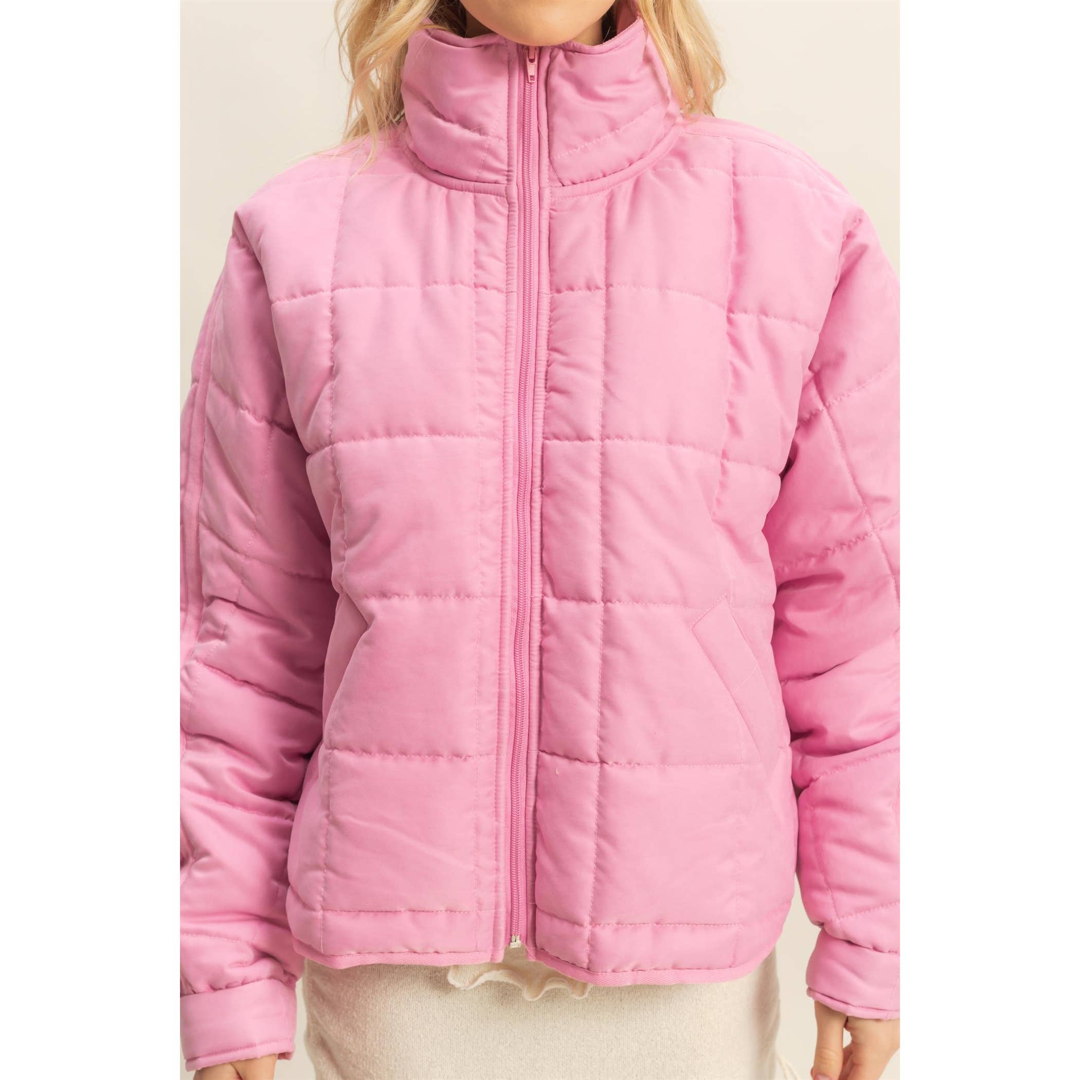 Everyday Essential Quilted Puffer in Pink-Women - Outerwear - Jackets-HYFVE-Sister Shirts, Cute & Custom Tees for Mama & Littles in Trussville, Alabama.