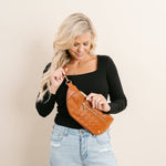 Brown Leather | Woven Belt Bag-Women - Bags-The Darling Effect-Sister Shirts, Cute & Custom Tees for Mama & Littles in Trussville, Alabama.