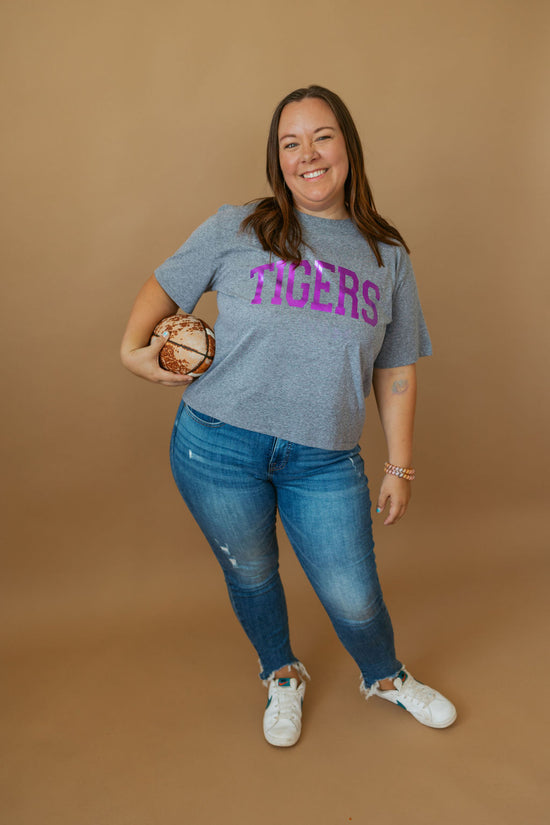 Load image into Gallery viewer, Springville Tigers Foil | Mom Crop Tee-Adult Tee-Sister Shirts-Sister Shirts, Cute &amp;amp; Custom Tees for Mama &amp;amp; Littles in Trussville, Alabama.
