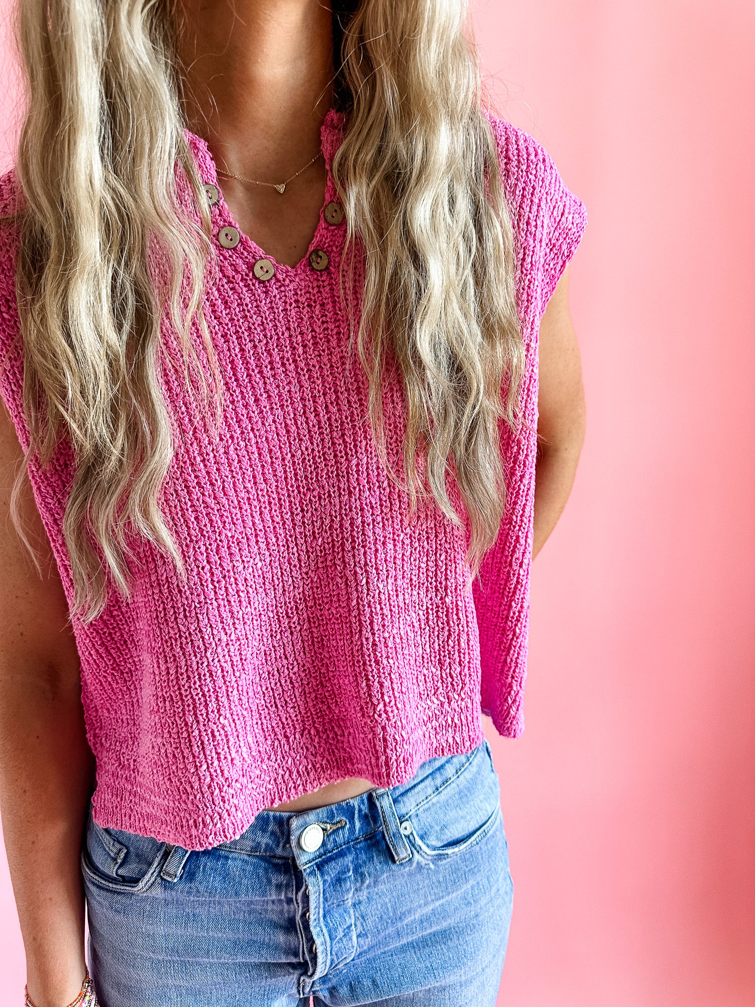 The Sutton in Bubblegum Pink | Sweater Vest-Women - Tops - Blouses-Zenana-Sister Shirts, Cute & Custom Tees for Mama & Littles in Trussville, Alabama.