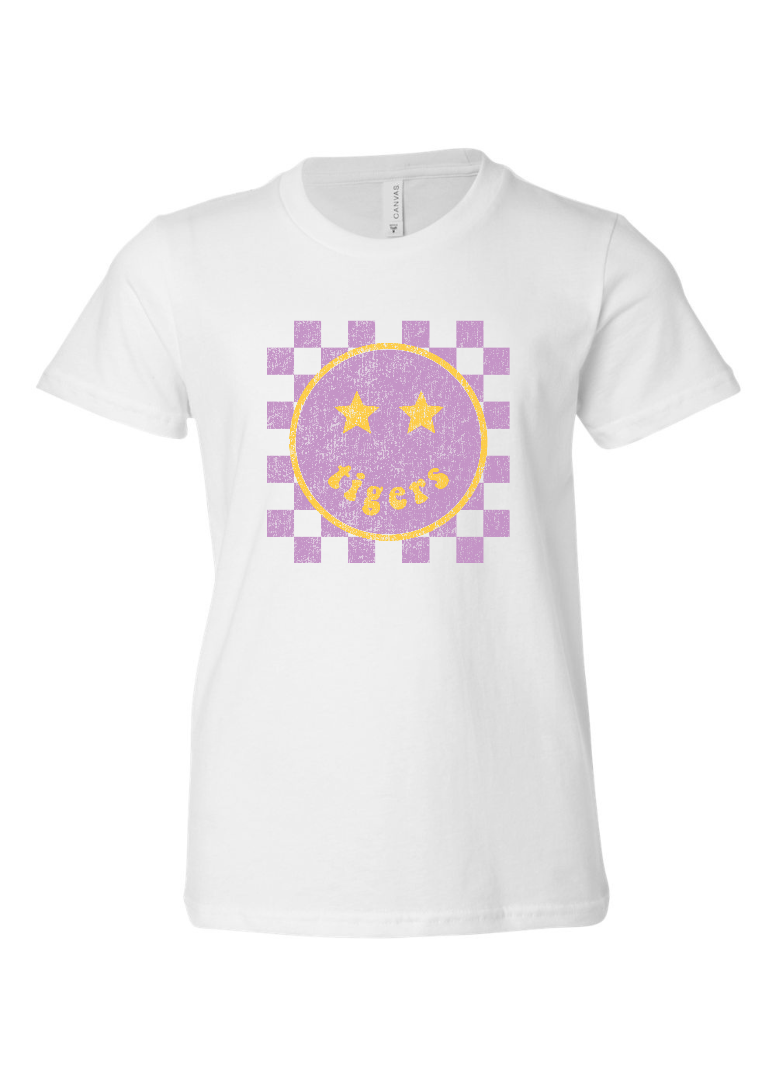 Springville Tigers Happy Checkered | Kids Tee-Youth - Tops - Tees-Sister Shirts-Sister Shirts, Cute & Custom Tees for Mama & Littles in Trussville, Alabama.