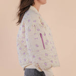 Floral Quilted Oversized Jacket in Lavender-Women - Outerwear - Jackets-VERY J-Sister Shirts, Cute & Custom Tees for Mama & Littles in Trussville, Alabama.