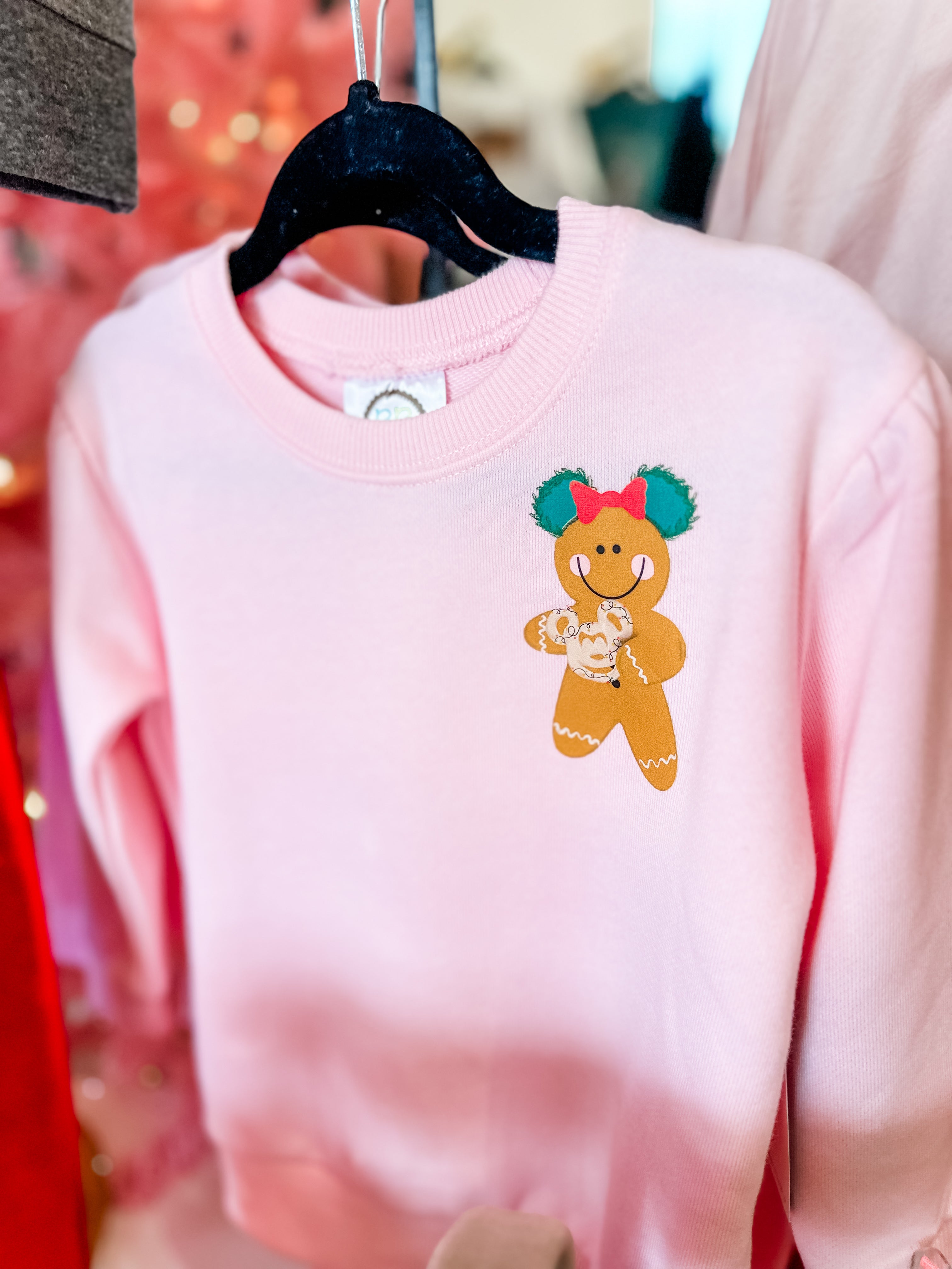 Gingerbread Mouse | Youth Puff Sleeve Crewneck | RTS-Kids Crewneck-Sister Shirts-Sister Shirts, Cute & Custom Tees for Mama & Littles in Trussville, Alabama.