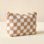 Checkered Teddy | Tan Pouch Medium-Women - Bags - Beauty-The Darling Effect-Sister Shirts, Cute & Custom Tees for Mama & Littles in Trussville, Alabama.