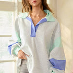 Mint Muse Oversized Henley | Women's Crewneck-Women - Tops - Crewnecks-BUCKETLIST INC-Sister Shirts, Cute & Custom Tees for Mama & Littles in Trussville, Alabama.