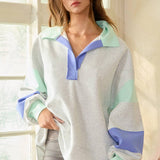 Mint Muse Oversized Henley | Women's Crewneck-Women - Tops - Crewnecks-BUCKETLIST INC-Sister Shirts, Cute & Custom Tees for Mama & Littles in Trussville, Alabama.