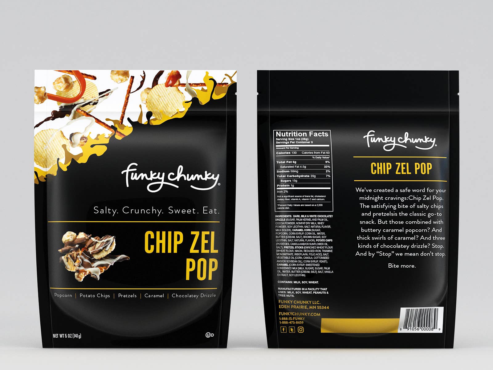 Chip Zel Pop | Chocolate Popcorn | 5-ounce Bags-Home - Gourmet-Funky Chunky-Sister Shirts, Cute & Custom Tees for Mama & Littles in Trussville, Alabama.