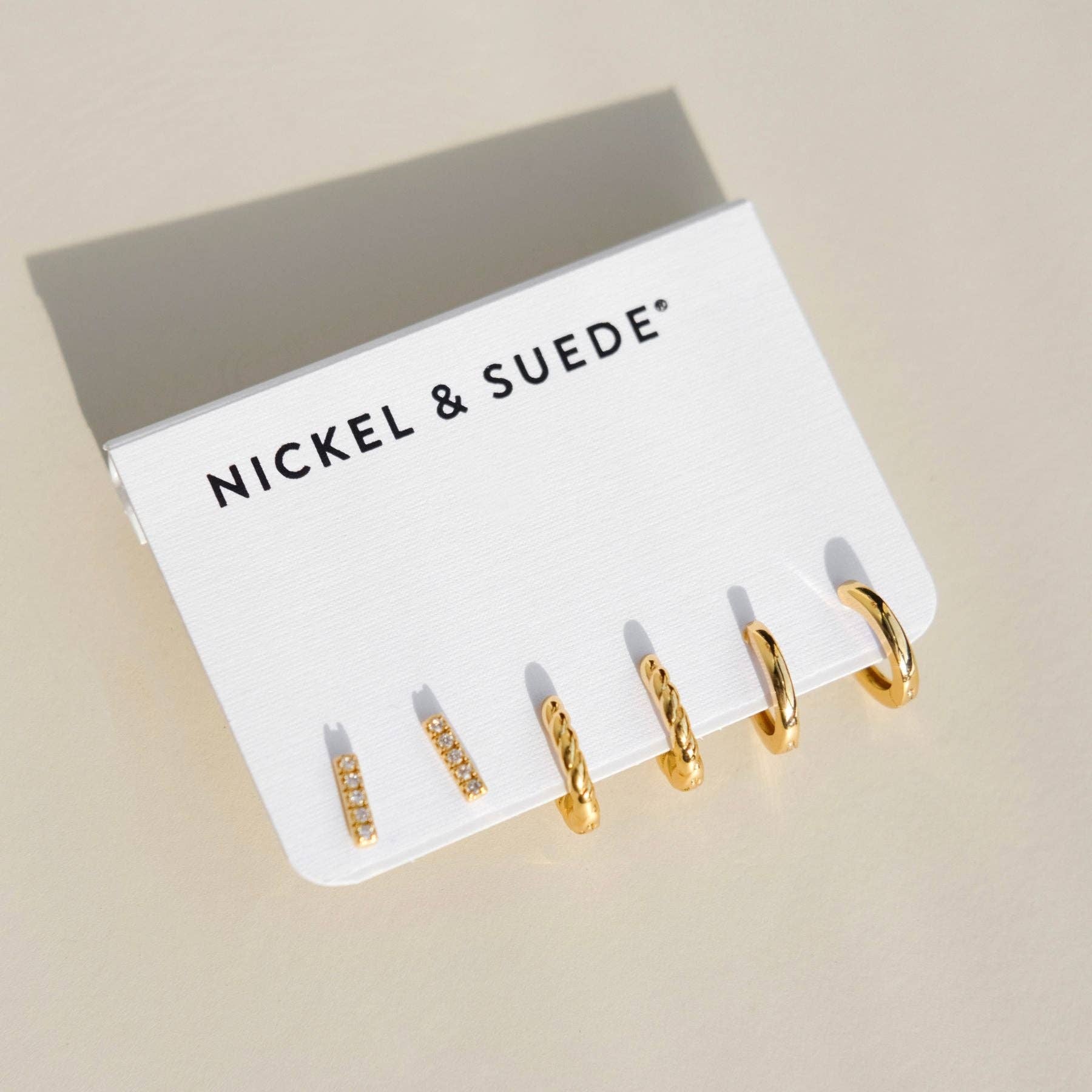 Gold Mixed Mini Hoop & Stud Set | 3-Piece Earring Stack-Women - Jewelry - Earrings-Nickel and Suede-Sister Shirts, Cute & Custom Tees for Mama & Littles in Trussville, Alabama.