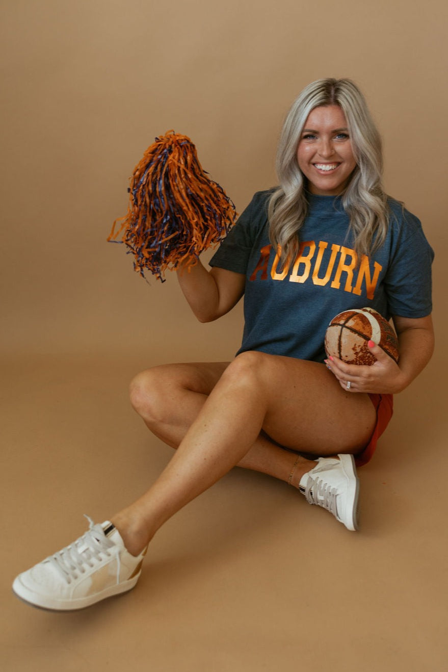 Auburn Foil | Mom Crop Tee-Womens - Tops - Tees-Sister Shirts-Sister Shirts, Cute & Custom Tees for Mama & Littles in Trussville, Alabama.