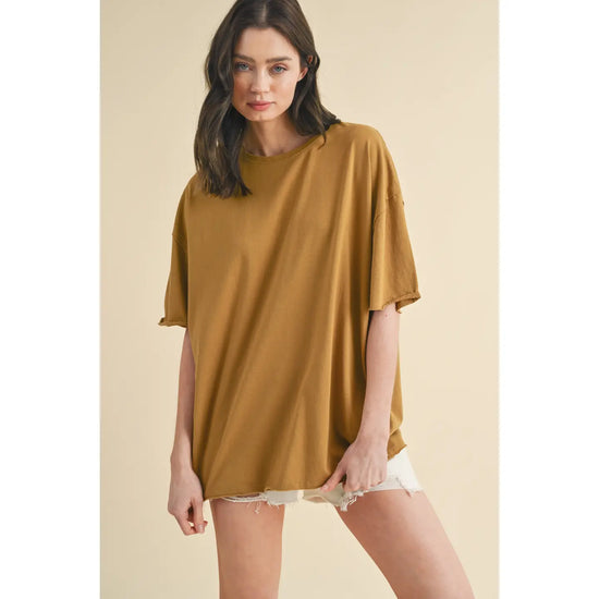 Oversized Raw Hem Shirt | Camel-Shirt-Wishlist-Sister Shirts, Cute & Custom Tees for Mama & Littles in Trussville, Alabama.