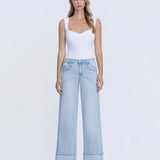 Soft Edge Wide Cuff Jeans | Women's Jeans-Womens- Bottoms =Jeans-VERVET by FLYING MONKEY-Sister Shirts, Cute & Custom Tees for Mama & Littles in Trussville, Alabama.