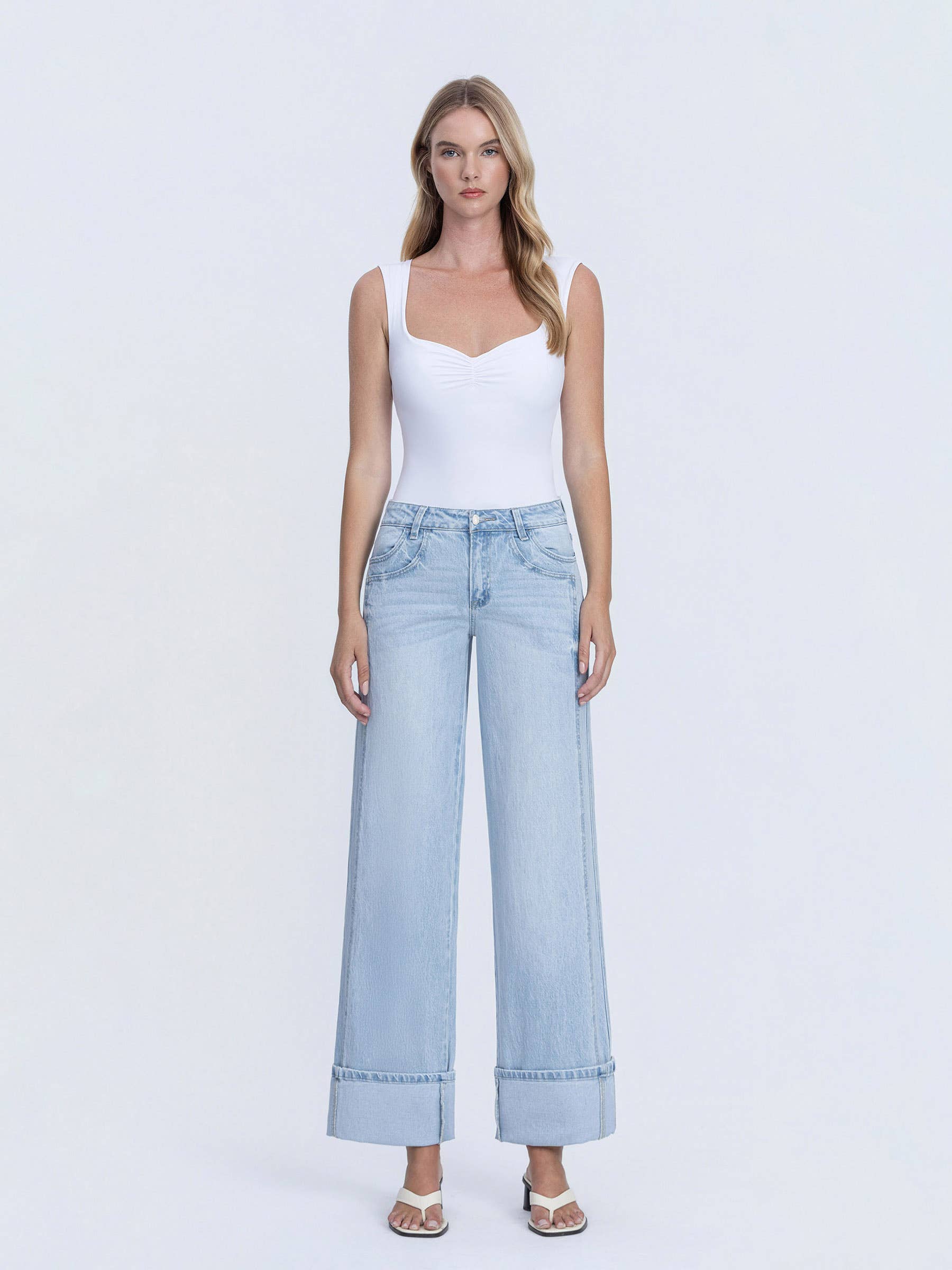 Soft Edge Wide Cuff Jeans | Women's Jeans-Womens- Bottoms =Jeans-VERVET by FLYING MONKEY-Sister Shirts, Cute & Custom Tees for Mama & Littles in Trussville, Alabama.