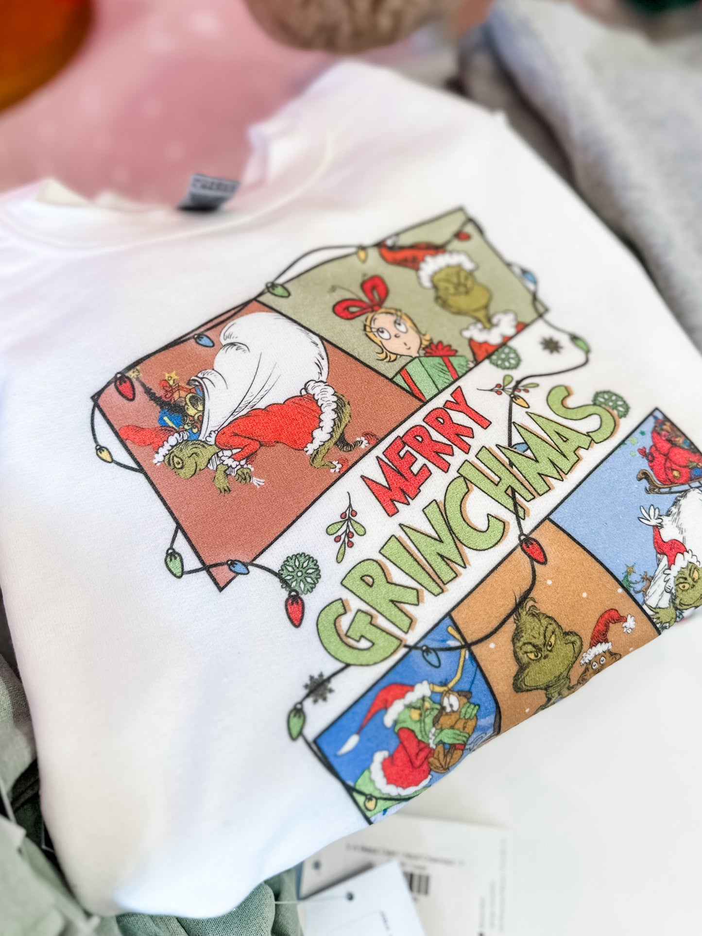 Merry Grinchmas Collage | Kids Crewneck-Sister Shirts-Sister Shirts, Cute & Custom Tees for Mama & Littles in Trussville, Alabama.