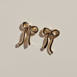 Gold Ribbon Bow Stud Earrings-Women - Jewelry - Earrings-Nickel and Suede-Sister Shirts, Cute & Custom Tees for Mama & Littles in Trussville, Alabama.