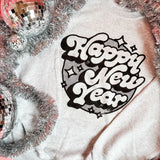 Vintage Retro Happy New Year | Adult Crewneck-Sister Shirts-Sister Shirts, Cute & Custom Tees for Mama & Littles in Trussville, Alabama.