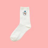 Snowman Crew Socks in White-Women - Accessories - Socks-Zenana-Sister Shirts, Cute & Custom Tees for Mama & Littles in Trussville, Alabama.