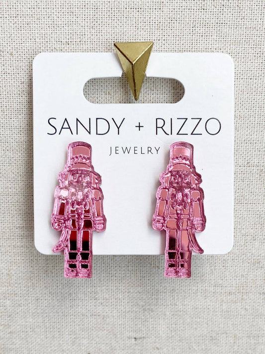 Pink Nutcracker Studs-Earrings-Sandy + Rizzo-Sister Shirts, Cute & Custom Tees for Mama & Littles in Trussville, Alabama.