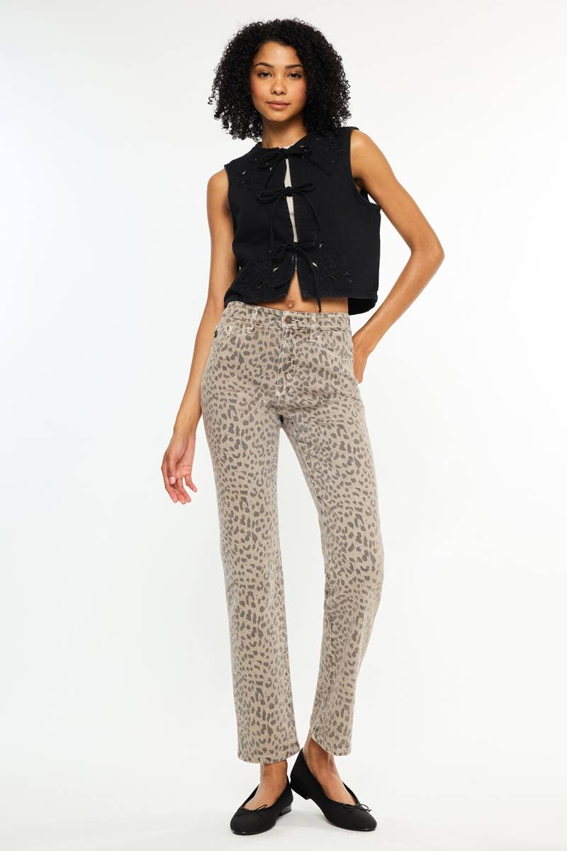 Leopard Lane | High Rise Straight Jeans-Women - Bottoms - Pants-Kan Can USA-Sister Shirts, Cute & Custom Tees for Mama & Littles in Trussville, Alabama.